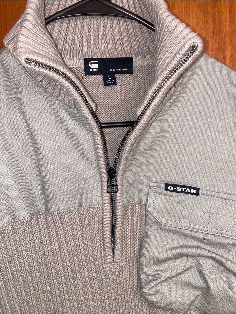 G-STAR Men’s Zip-Up Sweater in Light Taupe